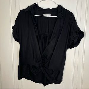 Lou & Grey Large Black Short Sleeve Button Up Shirt